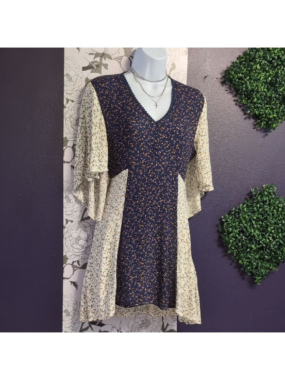 Anama Blue and Cream Patterned Tunic - Picture 1 of 9